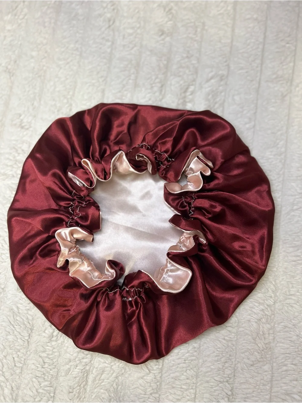 Satin Reversible Sleep Bonnet - Burgundy and Blush